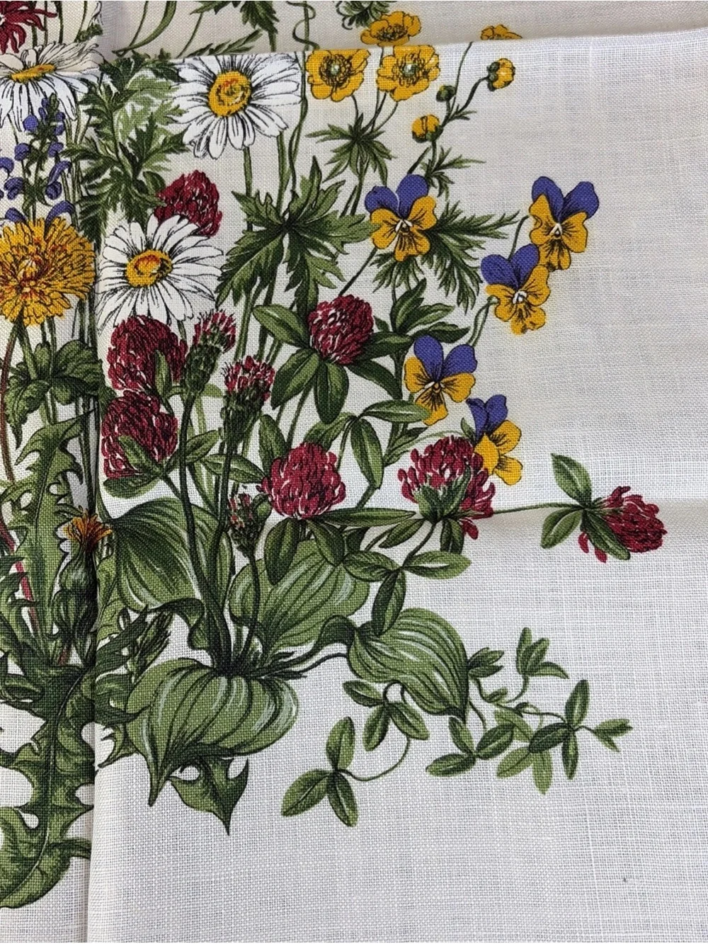 Vintage Kreier 100% Linen Tea Towel Swiss Table Wall Hanging Wildflowers Floral